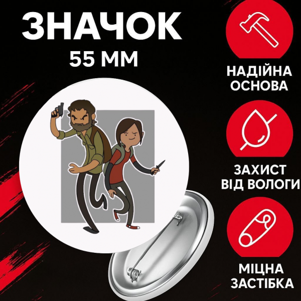 Значок Останні з нас зе ласт оф ас The Last of Us на шпильці на рюкзак 55 мм 1 шт