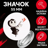 Значек Бенди и чернильная машина Bendy and the ink machine на булавке на рюкзак 55 мм 1 шт