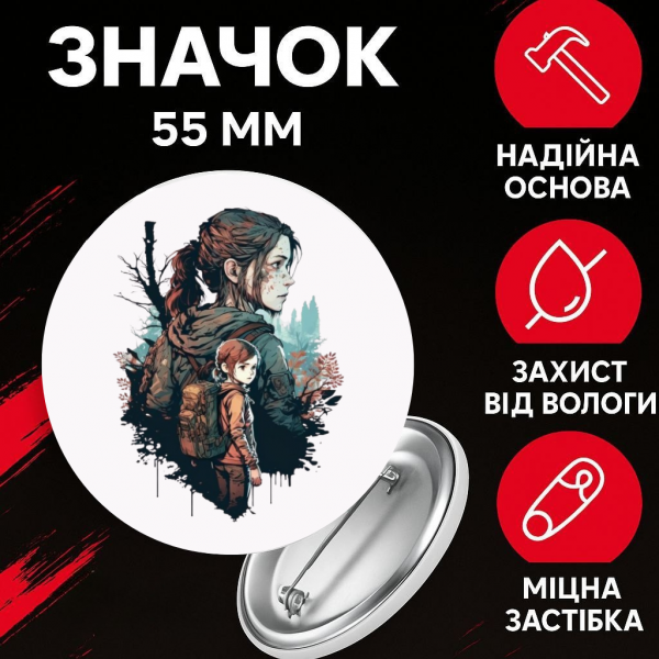 Значок Останні з нас зе ласт оф ас The Last of Us на шпильці на рюкзак 55 мм 1 шт
