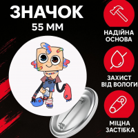 Значек В Мире Дэнди (Денди) Roblox Dandy's World на булавке на рюкзак 55 мм 1 шт