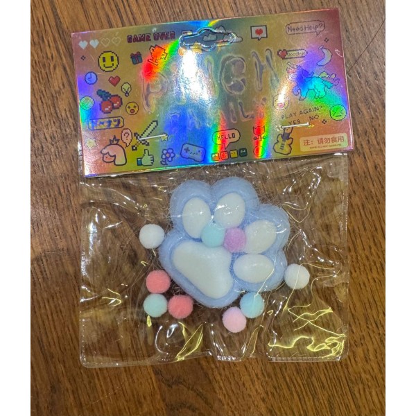 Таба Лапка Котика Squishy Сквіші антистрес блакитна пухнаста 6,5 см