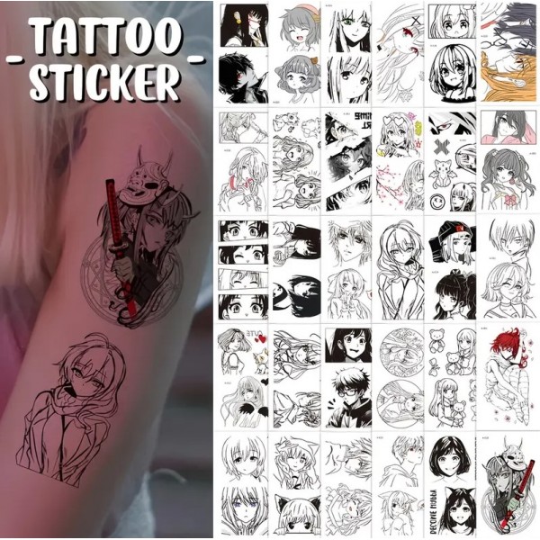 Тимчасові татуювання наклейки водонепроникні аніме манга косплей 30 шт