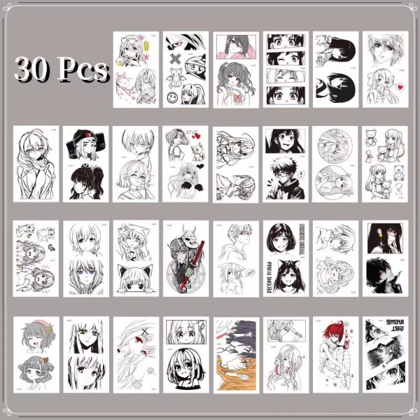 Тимчасові татуювання наклейки водонепроникні аніме манга косплей 30 шт