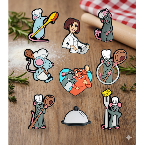Джибітси Рататуй Ratatouille кулінарія кухня Ремі 9 шт аксесуари крокс прикраса