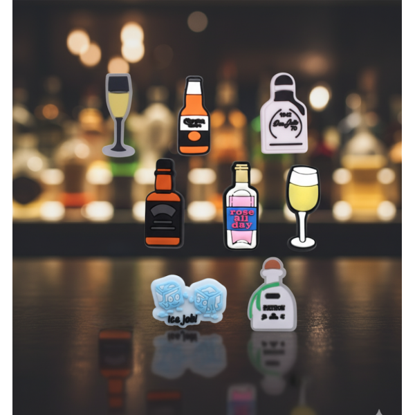 Джибітси алкоголь коктейлі пляшки вечірка 8 шт аксесуари крокс прикраса