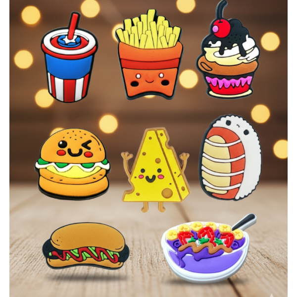 Джибітси їжа фаст-фуд food Jibbitz 8 шт аксесуари крокс прикраса