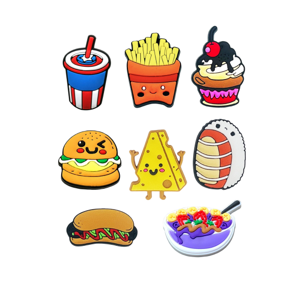 Джибітси їжа фаст-фуд food Jibbitz 8 шт аксесуари крокс прикраса