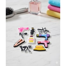 Джибітси інструменти для салону краси beauty фен, гребінці, випрямлячі, ножиці для стрижки 10 шт аксесуари для взуття крокс прикраса