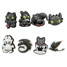 Джибітси Як приручити дракона 3D How to Train Your Dragon Беззубик Нічна Фурія 8 шт аксесуари для взуття крокс прикраса