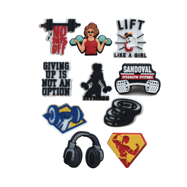 Джибитсы спорт фитнес мышцы тяжелая атлетика sport Jibbitz 10 шт аксессуары крокс украшение