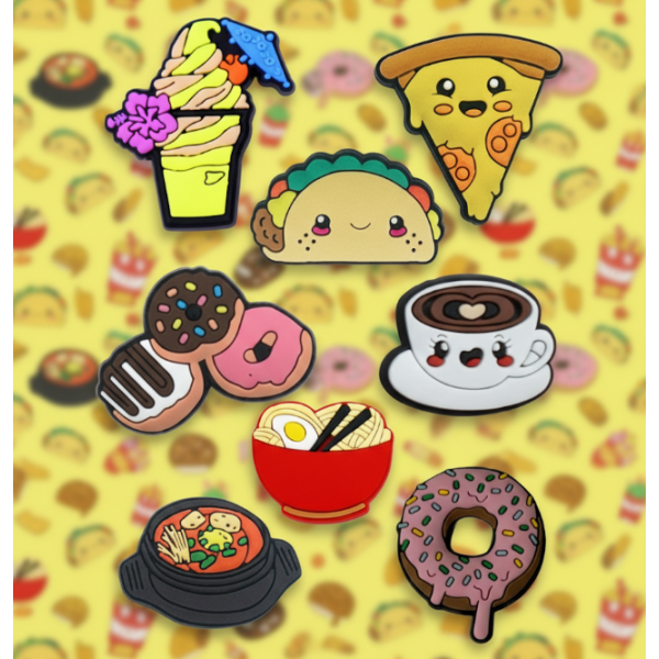 Джибітси їжа фаст-фуд food Jibbitz 8 шт аксесуари крокс прикраса