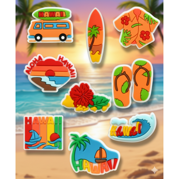 Джибітси Гаваї літо сонце відпочинок Jibbitz 9 шт аксесуари крокс прикраса