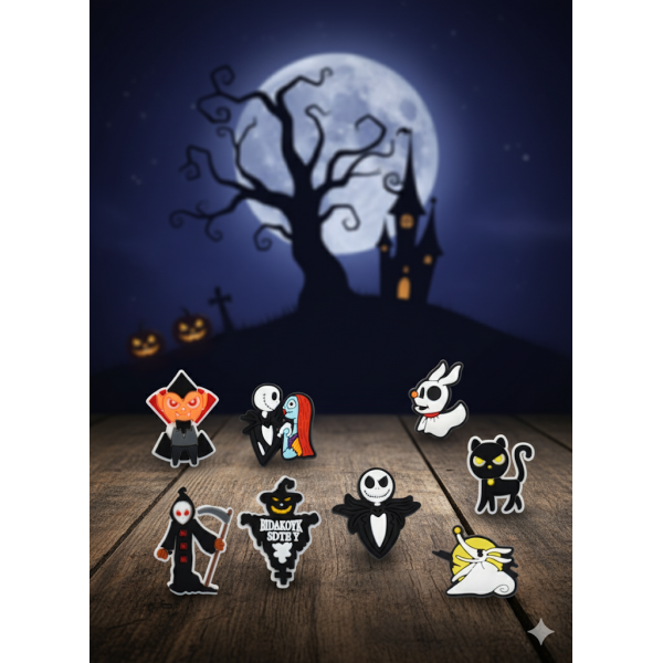 Джибітси Кошмар перед різдвом Джек Скеллінгтон The Nightmare Before Christmas Jack Skellington 8 шт аксесуари крокс прикраса