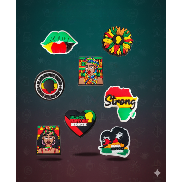Джибітси Black History month історія 8 шт аксесуари крокс прикраса