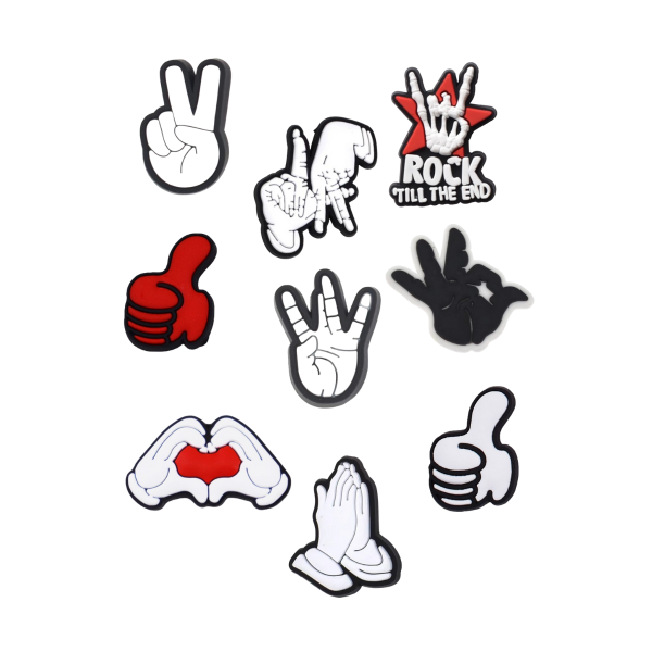 Джибітси жести рук пальці Jibbitz 9 шт аксесуари крокс прикраса