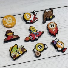 Джибітси віртуальна монета Bitcoin Crypto біткойн 9 шт аксесуари для взуття крокс прикраса