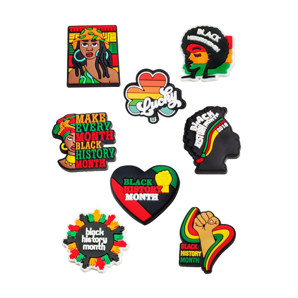Джибітси Black History month історія 8 шт аксесуари крокс прикраса