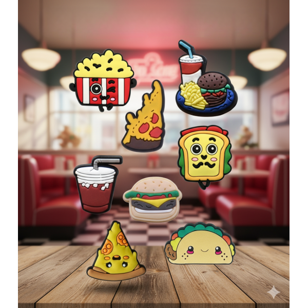 Джибітси їжа фаст-фуд food Jibbitz 8 шт аксесуари крокс прикраса