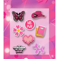 Джибітси рожева тематика мода Pink Jibbitz 8 шт аксесуари крокс прикраса
