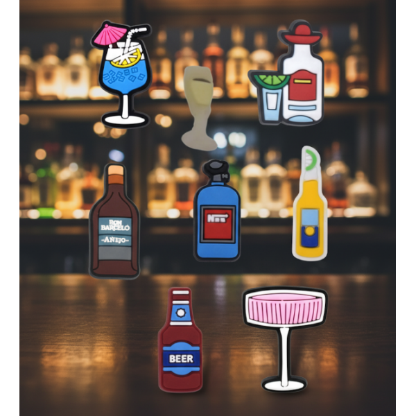 Джибітси алкоголь коктейлі пляшки вечірка 8 шт аксесуари крокс прикраса