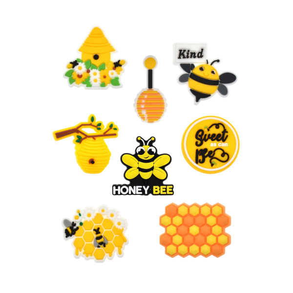 Джибітси бджола мед вулик пасіка Jibbitz 8 шт аксесуари крокс прикраса