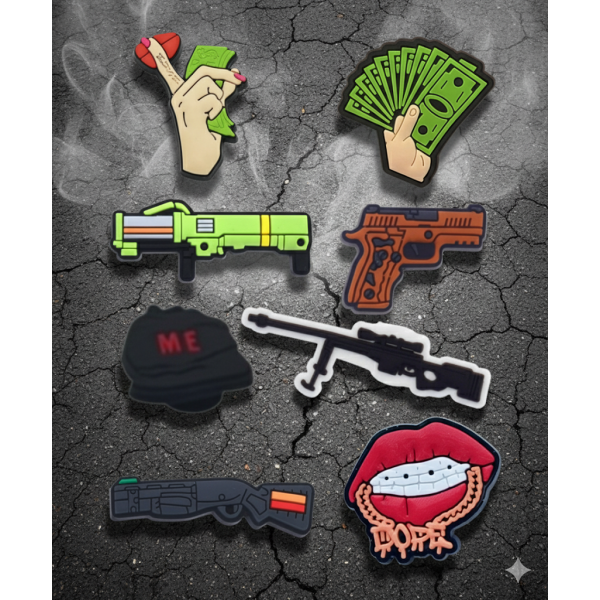 Джибітси зброя армія пістолет 8 шт аксесуари крокс прикраса