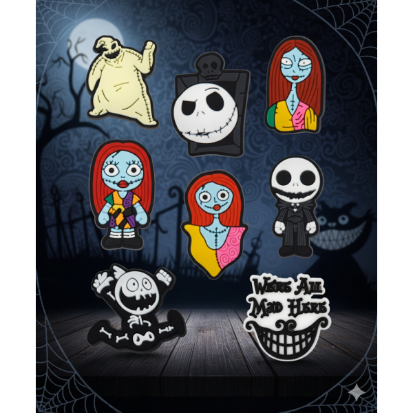 Джибітси Кошмар перед різдвом Джек Скеллінгтон The Nightmare Before Christmas Jack Skellington 8 шт аксесуари крокс прикраса