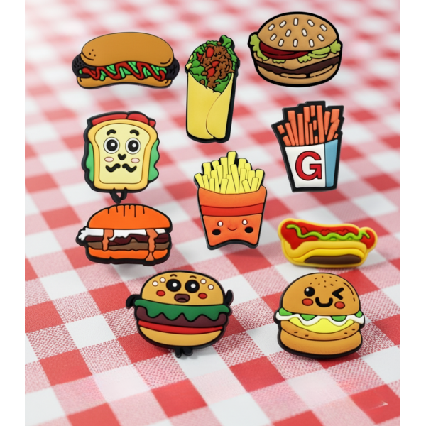 Джибітси їжа фаст-фуд food Jibbitz 10 шт аксесуари крокс прикраса