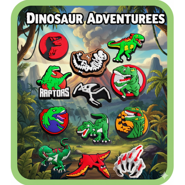 Джибітси динозаври dinosaurs 12 шт аксесуари крокс прикраса