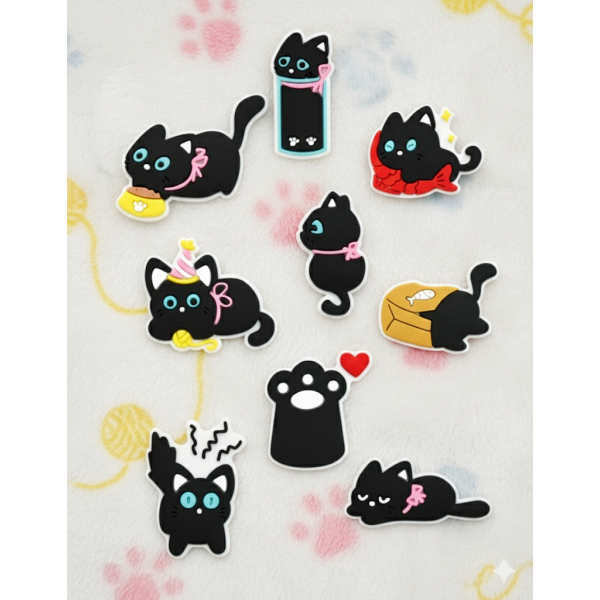 Джибітси котики кішка cat тварина Jibbitz 9 шт аксесуари крокс прикраса