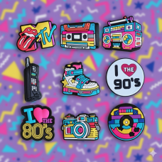 Джибітси ретро Retro дискотека 9 шт аксесуари крокс прикраса