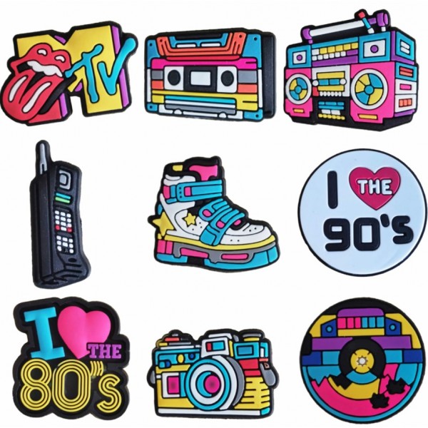 Джибітси ретро Retro дискотека 9 шт аксесуари крокс прикраса