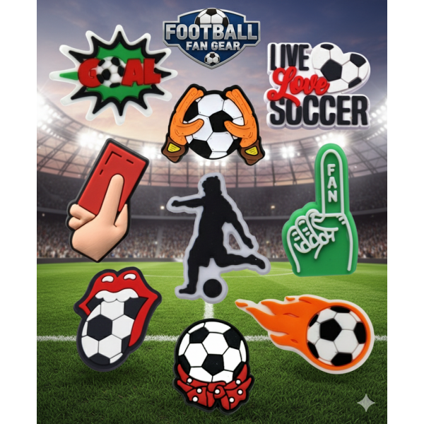 Джибітси футбол спорт 9 шт аксесуари крокс прикраса
