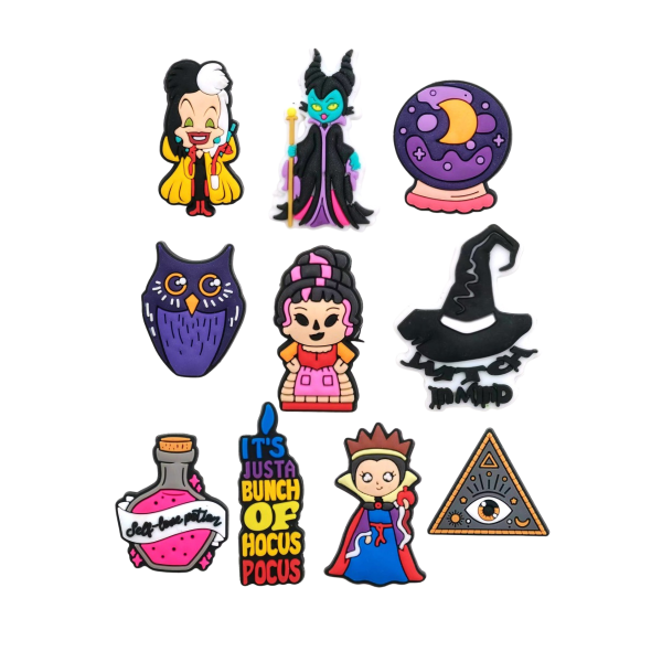 Джибітси Фокус Покус Hocus Pocus магія відьма 10 шт аксесуари для взуття крокс прикраса