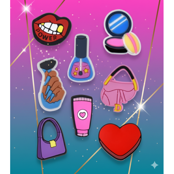 Джибітси косметика cosmetic краса мода Jibbitz 8 шт аксесуари крокс прикраса