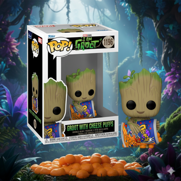 Фігурка Funko Pop Грут I am Groot Я Грут, Грут з сирними слойками Groot with Cheese Puffs Фанко поп 10 см №1196
