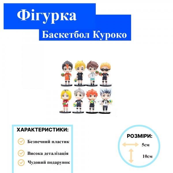Набір фігурок Волейбол Куроко Kuroko no Basuke Чибі аніме дитячі іграшки 8 шт 10 см