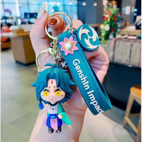 Брелок Геншин Імпакт Сяо Genshin Impact Захисник Якса аніме фігурка іграшка для ключів, рюкзака, сумки 6,5 см