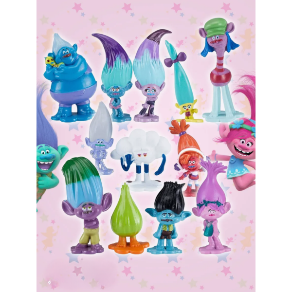 Набір фігурок Тролі Trolls Смурфики Smurfs дитячі іграшки 3-6 см 12 шт
