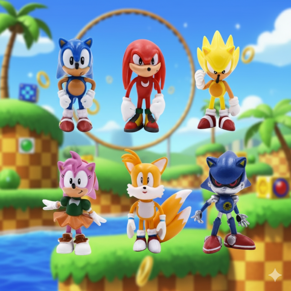 Ігровий набір Super Sonic 6 фігурок 6-7 см Супер Сонік - Майлз Тейзл - Емі Роуз - Єхідна Наклз - Метал-Сонік - Супер Шедоу