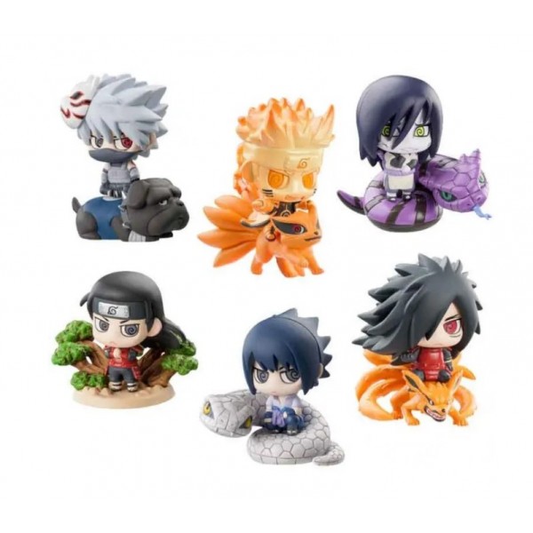 Фігурки Наруто Naruto Узумакі, Саске Учіха, Пугало Хатаке, Орочімару, Спотс Учіха, Хаширама Сенджу міні фігурки 6 шт 5 см
