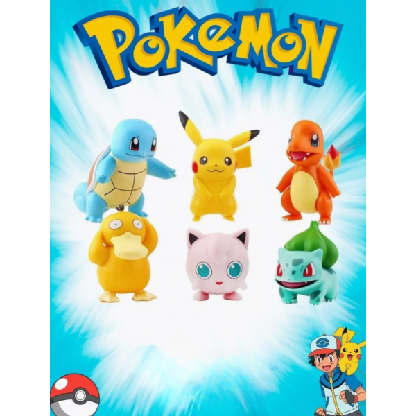Фігурки Покемон Пікачу Pokemon Pikachu Чармандер Бульбазавр Біртл Джіґліпафф набір 6 шт 6-8 см