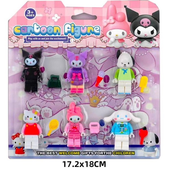Набор фигурок лего Куроми Привет Китти Синнаморолл игрушки Kuromi Hello Kitty My Melody детский набор игрушечные фигурки конструктор