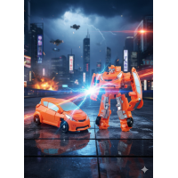 Робот-трансформер мини оранжевая машинка minitransformes игрушка 7 см