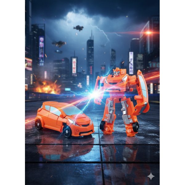 Робот-трансформер міні помаранчева машинка minitransformes іграшка 7 см