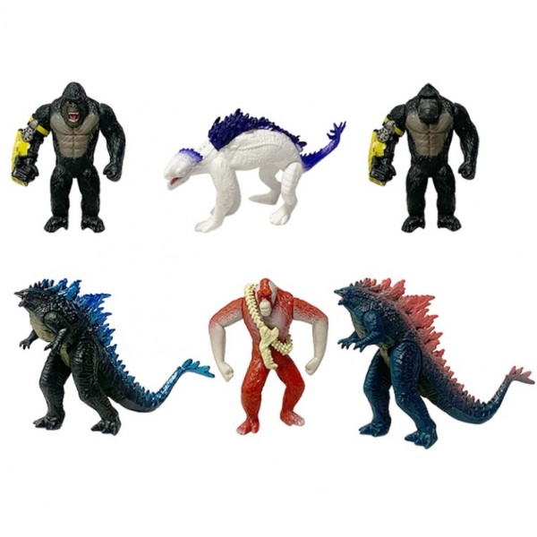 Набор фигурок Годзилла Godzilla vs King Kong Король монстров 8 см 6 шт