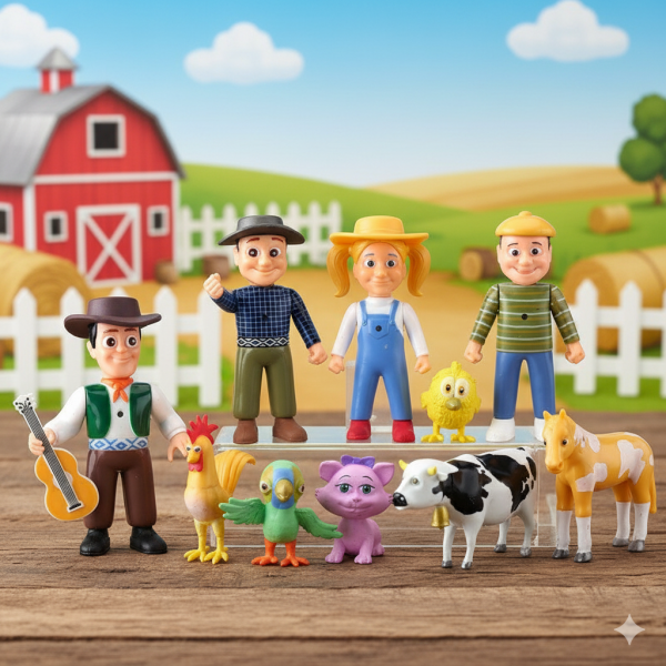 Набір фігурок Весела Ферма фігурки На фермі у Зенона Zenon Farm іграшки для дітей 10 шт 5 см