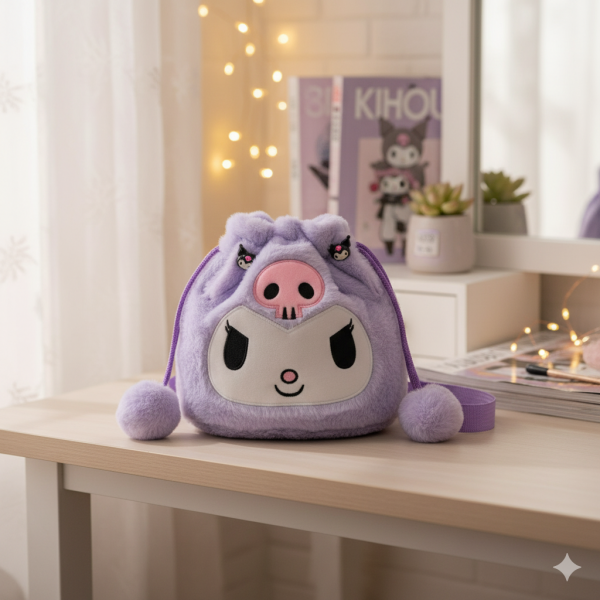 Мягкая плюшевая Сумочка Куроми детская сумка Kuromi Hello Kitty Sanrio