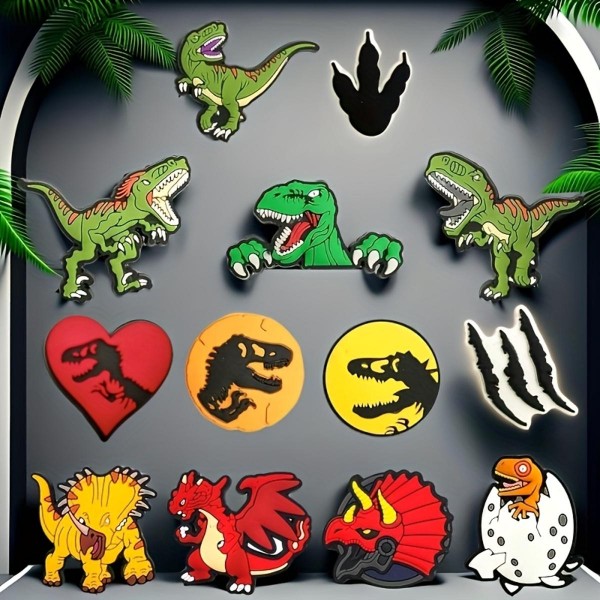 Джибітси динозаври dinosaurs Jibbitz 13 шт аксесуари крокс прикраса