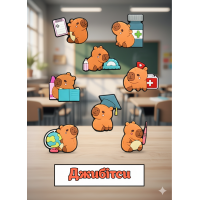 Джибітси Капібара capybara Jibbitz 8 шт аксесуари крокс прикраса